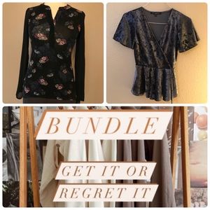 Blue crushed velvet wrap top Vera wang bundle